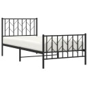 vidaXL Sengeramme i metall med hode- og fotgavl svart 90x200 cm 8721012249813