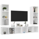 vidaXL Vegghengte TV-benker 4 stk hvit sponplate