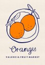 Food Art Oranges Valencia Fruit Market Poster Plakat / 70x100cm