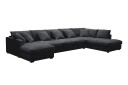 Rossita Lyx 6 seters venstrevendt U formet ekstra dyp sofa med divan og sjeselong i chenille   Svart