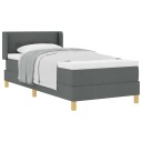  Box Spring Seng med Madrass Mørk Grå 100x200 cm Stoff