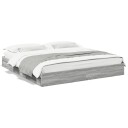  Sengeramme med skuffer grå sonoma 200x200 cm konstruert tre 8721102622878