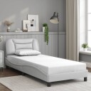  Sengeramme med LED-lys hvit 180x200 cm kunstig lær 8721012356085