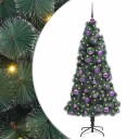 vidaXL Kunstig Forhåndsbelyst Julegran med Kule Sett grønn 150 cm PET