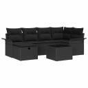 vidaXL Hagesofa Set 7 stk. Svart polyrotting