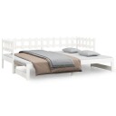 vidaXL Uttrekkbar dagseng hvit 2x80x200 cm heltre furu