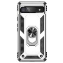 Google Pixel 6a Hybrid-deksel med Metall Stativ Sølv