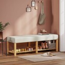 Skobenk i tre 140 cm polstret sete for to