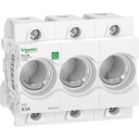 Schneider Electric Resi9 neozed d02 3p 63a fuse holder without screw head fits din rail. d02 black screw heads are supplied in pack of 10 r9j02063 (3606489756499)