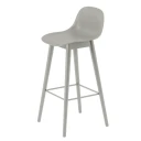 Muuto Fiber barstol høy Wood Base   75 cm   Grey/Grey