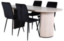 Venture Design Bianca & Windu spisegruppe Svart/natur 4 stoler & bord 200 x 90 cm