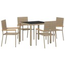 5-delt Hage Spisegruppe Beige Polyrotting