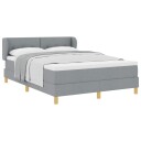  Box Spring Seng med Madrass   Lysegrå 140x190 cm Stoff