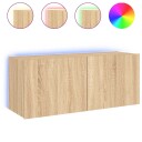  Vegghengt TV benk med LED sonoma eik 100x35x41 cm