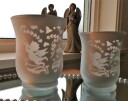 Telysglass frosted sølv med englemotiv lite fra Casa Nova