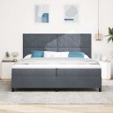  Box Spring Seng med Madrass og LED Mørk Grå 200x200 cm Fløyel