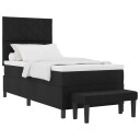  Box Spring Seng med Madrass & Benk Svart 90x190 cm Stoff