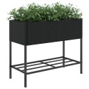  Plantekasser med hylle 2 stk svart 90x40x75 cm polyrotting