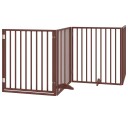  Hundegrind Med Dør Sammenleggbar 4 Paneler Brun 320 cm Poppeltre 352203