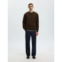 Selected Slmtom Soft Crew Neck Sweat Noos   Brown   XL