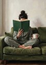 Emerald Green Woman Reading Plakat Plakat / 50x70cm