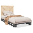  Sengeramme med hodegavl grå 100x200 cm heltre furu 3281581