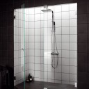 Svedbergs 180° Dusjnisje Rett|Fast 196,5 cm, Blyantsort/Bronseglass