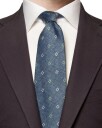 Eton Geometric Silk Linen Tie Slips Marine  male