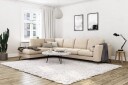 Ocean Lyx 4 seter Venstrevendt L formet Sjeselongsofa i Fløyel   Beige