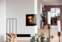 Contura i50 svart peisinnsats  panorama med glass på tre sider og glassdør