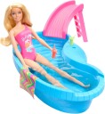 Barbie Doll And Pool Playset, Blonde With Pool, Slide, Towel And Drink Accessories HRJ74