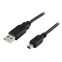 Deltaco USB 2.0 kabel 1m Mini B Hankjønn Svart