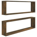  Vegghyller kube 2 stk røkt eik 100x15x30 cm konstruert tre