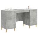 vidaXL Skrivebord med dør Betonggrå 142,5 x 50 x 75 cm Konstruert tre