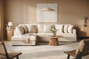 Rossita 4 seters Venstrevendt L formet Dyp Sjeselongsofa i Chenille   Beige