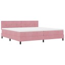 LED Box Springer Bed med madrass Rosa 200 x 200 cm Fløyel