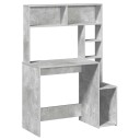 Skrivebord med hyller betonggrå 100x45x140 cm konstruert tre