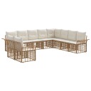 vidaXL Utendørs sofa sett 10 pcs Naturlig og kremhvit Polyester
