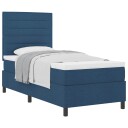  Box Spring Seng med Madrass Blå 80x200 cm Stoff