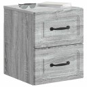  Vegghengt Nattbord med skuff 2 pcs Grå sonoma 34,5 x 33 x 40 cm