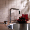 1-greps blandebatteri med dobbel svingbar tut, 200 mm chrome