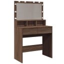  Sminkebord med LED brun eik 80x41x134,5 cm