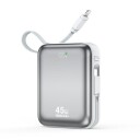 BWOO P77 Powerbank 45W 10000 mAh med USB C og Lightning Grå