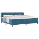  Box Spring Seng med Madrass Mørk Blå 200x200 cm Fløyel
