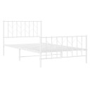 vidaXL Sengeramme i metall med hode- og fotgavl hvit 107x203 cm 8721012250338