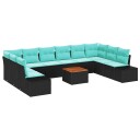 vidaXL Hagesofa Set 11 stk. Svart og turkis