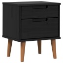  Nattbordskap med skuff Svart 40 x 35 x 48 cm Massiv furu