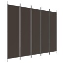 vidaXL Romdeler 5 paneler brun 250x200 cm stoff
