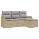 vidaXL Hagesofa Set med lagring 4 pcs Beige polyrotting