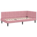  Hjørnesengramme med hodegjerde Rosa 90 cm x 200 cm Fløyel